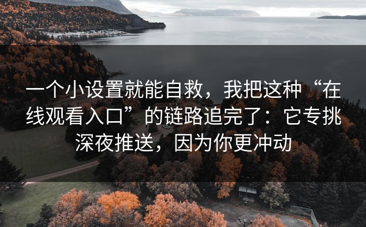 一个小设置就能自救，我把这种“在线观看入口”的链路追完了：它专挑深夜推送，因为你更冲动