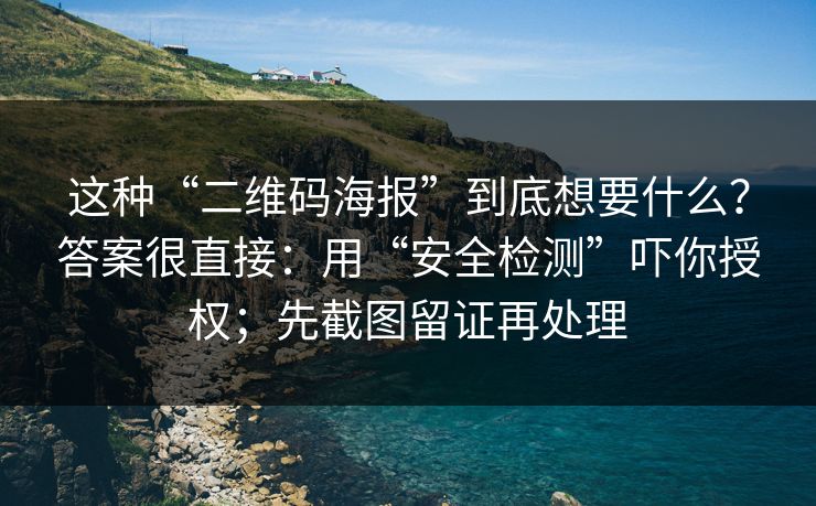 这种“二维码海报”到底想要什么？答案很直接：用“安全检测”吓你授权；先截图留证再处理