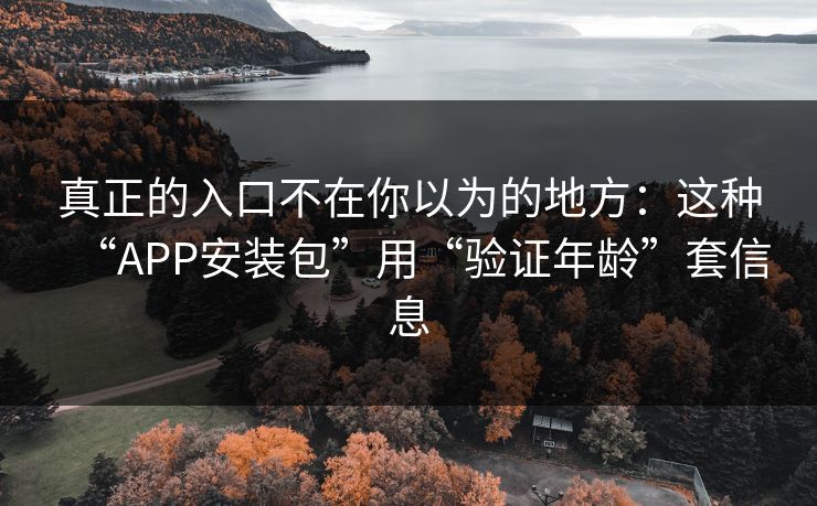 真正的入口不在你以为的地方：这种“APP安装包”用“验证年龄”套信息