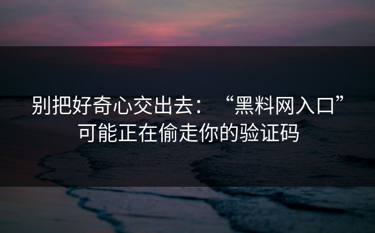 别把好奇心交出去：“黑料网入口”可能正在偷走你的验证码