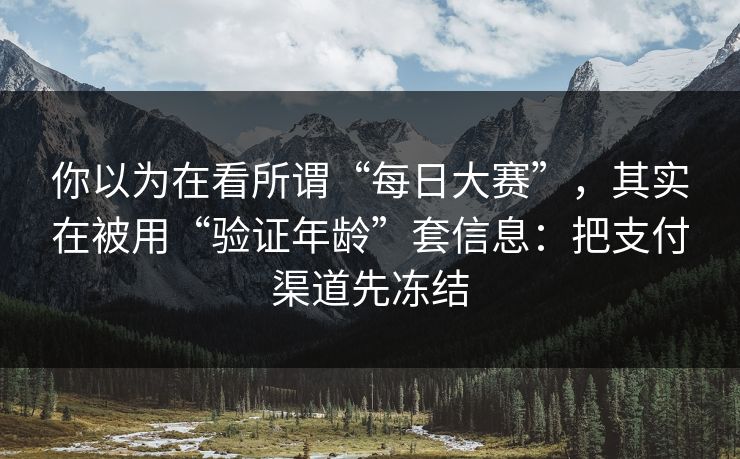 你以为在看所谓“每日大赛”，其实在被用“验证年龄”套信息：把支付渠道先冻结