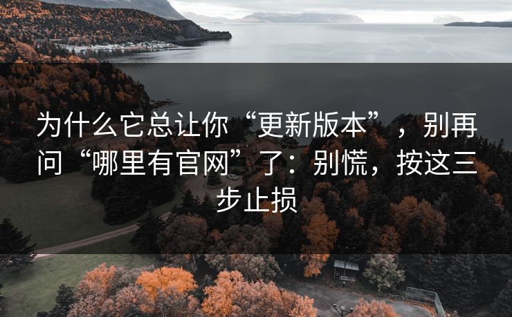 为什么它总让你“更新版本”，别再问“哪里有官网”了：别慌，按这三步止损
