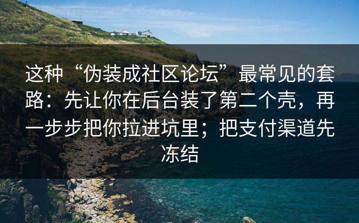 这种“伪装成社区论坛”最常见的套路：先让你在后台装了第二个壳，再一步步把你拉进坑里；把支付渠道先冻结