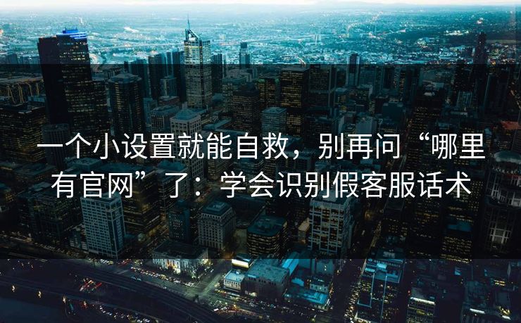一个小设置就能自救，别再问“哪里有官网”了：学会识别假客服话术