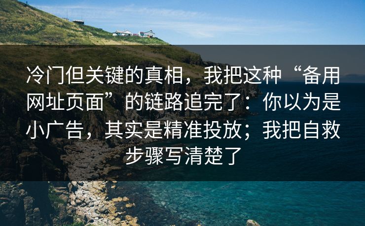 冷门但关键的真相，我把这种“备用网址页面”的链路追完了：你以为是小广告，其实是精准投放；我把自救步骤写清楚了