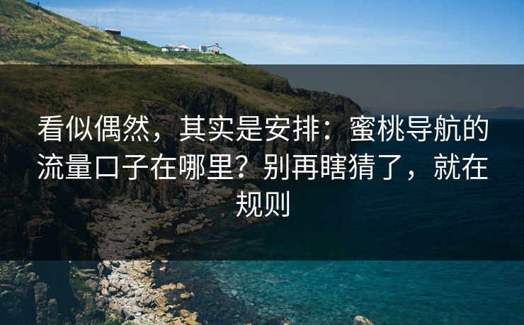 看似偶然，其实是安排：蜜桃导航的流量口子在哪里？别再瞎猜了，就在规则