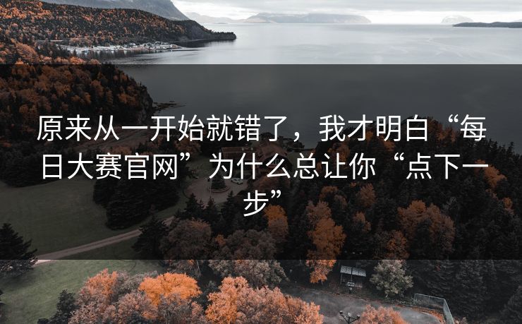 原来从一开始就错了，我才明白“每日大赛官网”为什么总让你“点下一步”